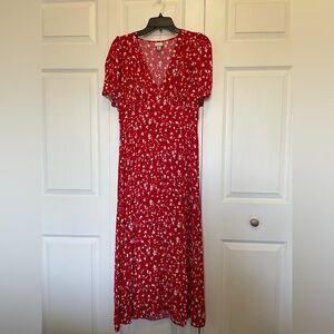 A New Day Red and White Floral Maxi Dress